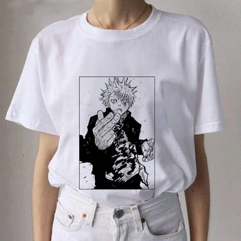 Japon animesi Jujutsu Kaisen T Shirt Erkek Kawaii 2021 Yeni Yaz Üstleri Yuji Itadori Grafik Tees Serin Karikatür Unisex T-shirt Erkek