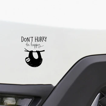 Araba Sticker Tembellik Acele etmeyin Mutlu Vinil Çıkartması Sevimli ve İlginç Moda Etiket Çıkartmaları Araba Aksesuarları,16CM*13CM