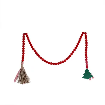 Noel Kırmızı Yeşil ahşap boncuklar Moda Trendleri ile Dekore Edilmiş Noel Ağacı Boncuk yılbaşı dekoru 1