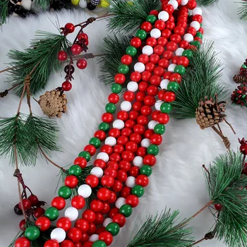Noel Kırmızı Yeşil ahşap boncuklar Moda Trendleri ile Dekore Edilmiş Noel Ağacı Boncuk yılbaşı dekoru 3