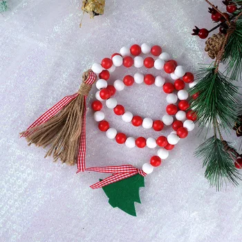 Noel Kırmızı Yeşil ahşap boncuklar Moda Trendleri ile Dekore Edilmiş Noel Ağacı Boncuk yılbaşı dekoru 4