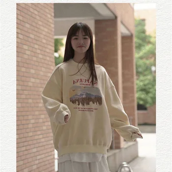 Japon Kawaii Grafik Kazak kadın Harajuku Yumuşak Tatlı Bluz Estetik Elbise Bej Öğrenci Sevimli Goth Emo Kazak