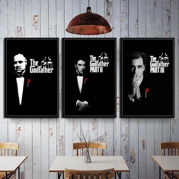 Godfather Film Serisi Marlon Brando Al Pacino Klasik Sanat İpek Tuval Boyama Posteri Artwor için Oturma Odası Ev Dekor İçin