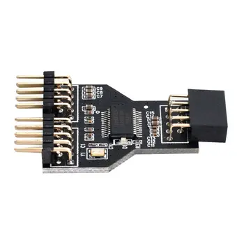 CY Anakart 9pin USB 2.0 Başlık 1 ila 2 Dişi Uzatma HUB Konnektör Adaptörü Bağlantı Noktası Çok Katmanlı
