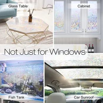 Gökkuşağı Pencere Gizlilik Filmi 3D Dekoratif Cam Vinil Tutunur Vitray Çıkartmaları Statik Yapışkan Olmayan Pencere Sticker Ev için 5