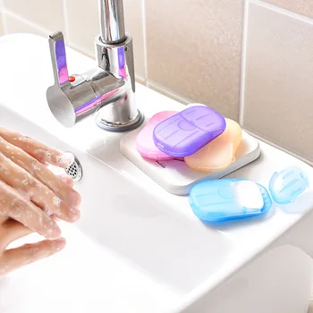 100-20 ADET Mini Taşınabilir Seyahat Sabun Tek Kullanımlık Dilim Yaprak Kağıt Sabun Yıkama El Vücut Banyo Yüz Temizleme Yüz Temizleme Sabunları