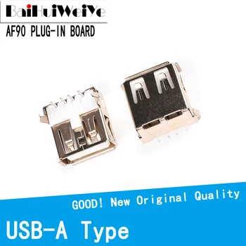 10 ADET / GRUP USB Tip A Standart Bağlantı Noktası Dişi Lehim Jakları Konnektör PCB Soket USB-A Tipi AF90 90 Derece Dişi USB