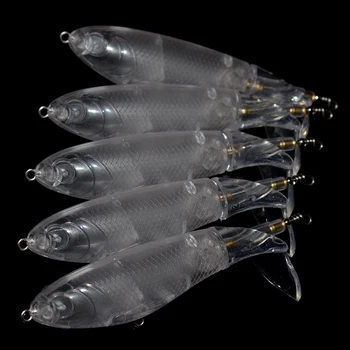 NovemberFans 15 adet/grup Boş Popper Balıkçılık Lures 10cm 14.5 g Topwater Boyasız Olta takımı Uzun Döküm Şeffaf Vücut DIY Yem