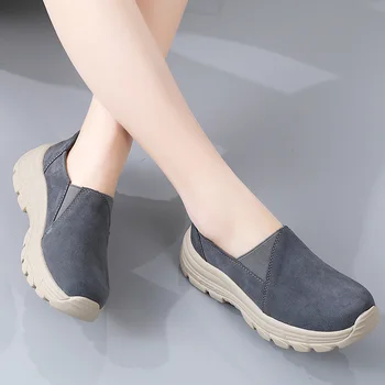 Moda Kama Tıknaz Ayakkabı Kadın 2023 Kore Buzlu Süet ayakkabı Kadın Salıncak platform ayakkabılar Artı Boyutu Rahat bağcıksız ayakkabı 0