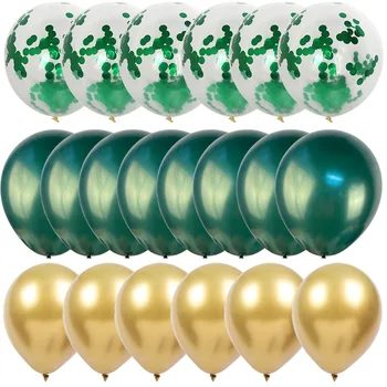 20 Adet Krom Yeşil Balonlar Konfeti Balon Lateks Hava Balon topları çocuk jungle safari parti süslemeleri 1st İlk doğum günü