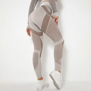 Marka kadın Nefes Çizgili dikişsiz tayt Spor Salonu Tayt Hollow Yoga Tayt Kadınlar Yüksek Bel Push Up spor pantolonları