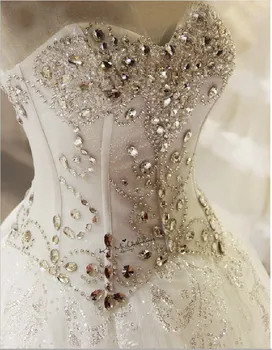 Kristaller Gelinlikler Artı Boyutu Lüks düğün elbisesi Prenses Dantel Vintage gelin elbiseleri Korse Geri Gelinlik Matrimonio Boda