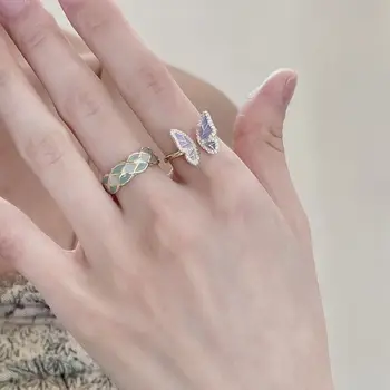 Kore Zirkon Kelebek Ayarlanabilir Yüzükler Kadınlar İçin Zarif İnci Parmak Knuckle Yüzükler anillos düğün takısı Hediye