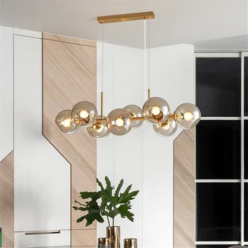 Modern cam küre Avize Kabarcık Küre LED Hanglamp Oturma Odası Yemek Odası Mutfak Lamparas De Techo kolye lamba aydınlatma