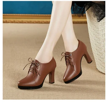 Botas mujer kadın moda yüksek kaliteli kısa yarım çizmeler bayan klasik kahverengi ilkbahar & sonbahar yüksek topuk çizmeler zapatos mujer 3