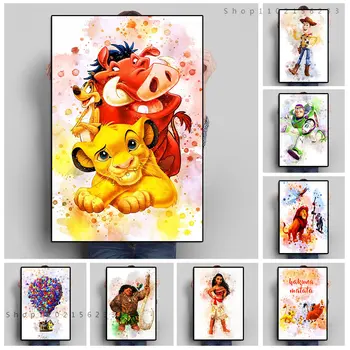Disney Aslan Kral Suluboya Poster Ve Baskı Oyuncak Hikayesi Buzz Lightyear Komik Tuval Boyama Anime Duvar Sanatı Çocuk Odası Dekor