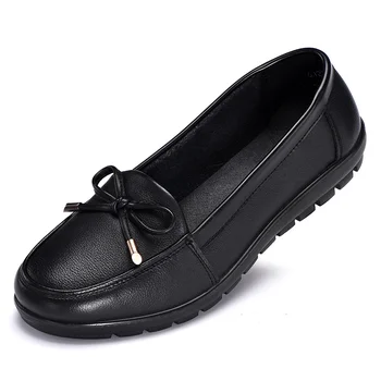 Kadın Ayakkabı Hakiki Deri Platformu Loafer'lar Konfor Düz Slip-On anne ayakkabısı Artı Boyutu 44 Mujer Zapatos Chaussure Femme 2023 2