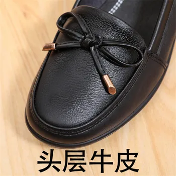 Kadın Ayakkabı Hakiki Deri Platformu Loafer'lar Konfor Düz Slip-On anne ayakkabısı Artı Boyutu 44 Mujer Zapatos Chaussure Femme 2023 5