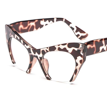 Büyük çerçeve kadın gözlük çerçevesi moda kedi gözü Şeffaf Lens marka büyük boy Gözlük Kadın Şeffaf Yarım çerçeve optik çerçeve