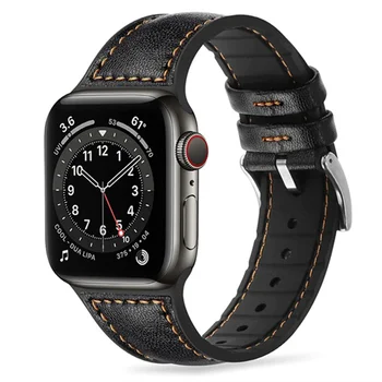 Apple Watch için kayış Ultra 49mm Bant Serisi 8 7 6 SE 5 4 45mm 41mm 44mm 40mm Deri + Silikon Bilezik iWatch için 3 42mm 38mm