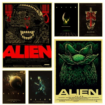 Sıcak Klasik Bilimkurgu Filmleri Alien: Sözleşmesi Koleksiyonu Vintage Poster Bar Cafe ev duvar dekorasyonu Retro Kraft Kağıt Duvar Posteri