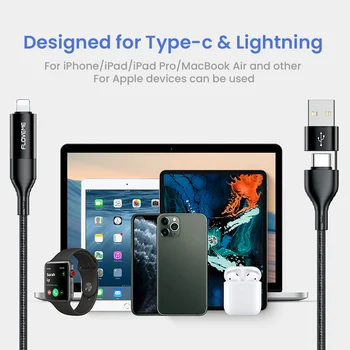 FLOVEME 4 in 1 USB C Kablosu 3A için Hızlı Şarj Yıldırım Kablosu iPhone 13Pro Max Şarj Xiaomi 12 Şarj Tipi C Kabloları 1