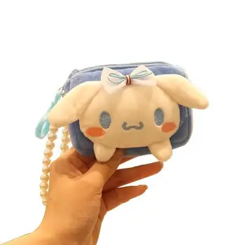 Sanrio Sevimli bozuk para cüzdanı Kuromi Benim Melodi pelüş çanta Kolye Karikatür Anime Peluş kart tutucu İnci Kordon Cüzdan doğum günü hediyesi