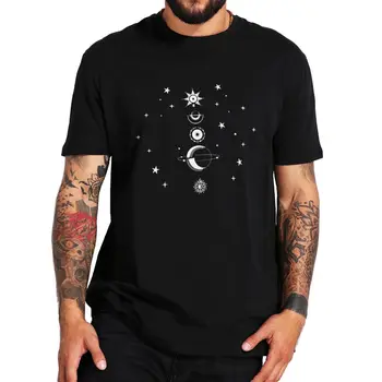 Kaus Matahari dan Bulan Kaus Klasik Universe Science Katun Ukuran UE Kasual Pakaian Jalanan Kaus Pria Wanita 1