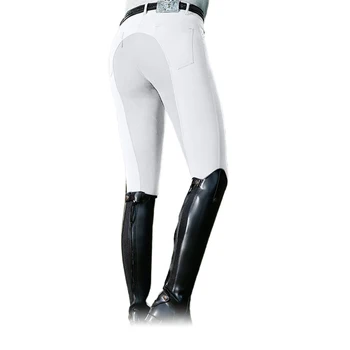 Kadın Moda Sportif Yüksek Bel Elastik Spandex Binicilik Pantolon At Yarışı Sıska Pantolon cepli чтаны 4