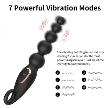 Anal Vibratör Anal Boncuk Eşcinsel prostat masajı Masturbators Seks Oyuncakları Erkekler Kadınlar İçin Butt Plug Stimülatörü 7 Hızlı USB Şarj 0