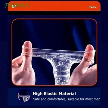FXINBA 16/19/23cm Şeffaf Penis Kollu Genişletici Yeniden Kullanılabilir Prezervatif Seks Oyuncakları Erkekler için Dick Büyütücü Kalın Horoz Kollu Genişletici