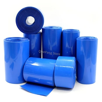 PVC ısı borusu Shrink 120mm Genişlik Mavi Renkli Daralan kablo kılıfı Kılıf paketi kapak için 18650 Lityum Pil streç film 5