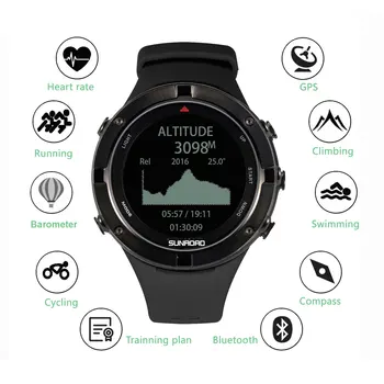 Sunroad 2022 GPS erkek spor saat akıllı saatler Spor İzci Kalp Hızı Altimetre Pusula 5ATM Su Geçirmez Dijital Kol Saati 4
