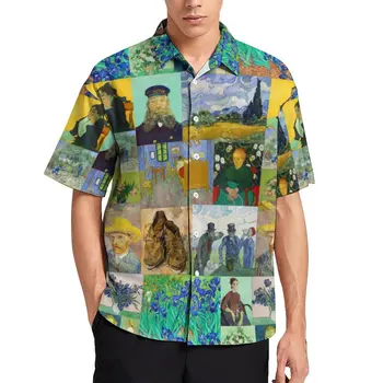 Van Gogh Casual Gömlek Koleksiyonu Resimleri Tatil Gömlek Hawaiian Kısa Kollu Y2K Bluzlar Erkekler Baskı Giyim 3XL 4XL