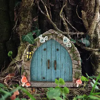 Mini Peri Bahçe Kapı Ahşap Mini Bahçe Kapı Elf Kapı Bezemeler Ahşap Minyatür Ağaçlar Bahçe Dekorasyon Peri Kapı