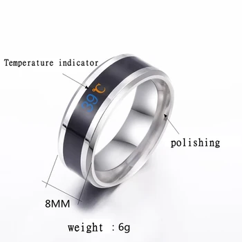2021 Akıllı Sensör Vücut Sıcaklığı Paslanmaz Çelik Çift Yüzük Moda Ekran Gerçek zamanlı Sıcaklık Test Cihazı Parti Takı 0