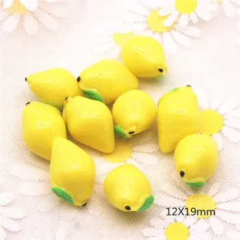 Limon Meyve 10 ADET 3D Reçine Flatback Cabochon Minyatür Gıda Sanat Kaynağı Dekorasyon Charm DIY zanaat