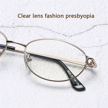Moda Metal Çerçeve okuma gözlüğü Erkekler Kadınlar İçin Oval Çerçeve Hipermetrop Gözlük Şeffaf Lens Gözlük +1.0+1.5+2.0+2.5+3.0+3.5+4.0