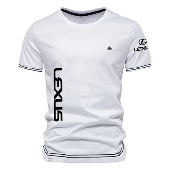 Harajuku Hip Hop erkek tişört Lexus araba logosu baskı pamuk Şerit Tasarım erkek Kısa Kollu Moda Rahat erkek gömleği Tops