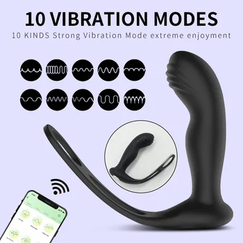 Erkek APP Anal Vibratör 3 in 1 titreşimli halka G Noktası prostat masaj aleti 10 Hız Butt Plug Stimülatörü Çiftler Seks Oyuncak Erkekler için 2