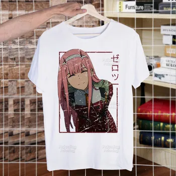Sıfır İKİ erkek T-shirt Komik Hip Hop Yaz Kadın Erkek Sevgilim Franxx İçinde Anime Tişörtleri Streetwear Ulzzang harajuku tişört