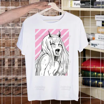 Sıfır İKİ erkek T-shirt Komik Hip Hop Yaz Kadın Erkek Sevgilim Franxx İçinde Anime Tişörtleri Streetwear Ulzzang harajuku tişört 1