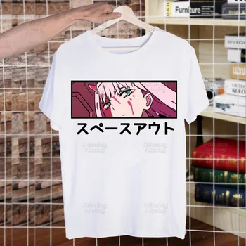 Sıfır İKİ erkek T-shirt Komik Hip Hop Yaz Kadın Erkek Sevgilim Franxx İçinde Anime Tişörtleri Streetwear Ulzzang harajuku tişört 2