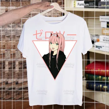 Sıfır İKİ erkek T-shirt Komik Hip Hop Yaz Kadın Erkek Sevgilim Franxx İçinde Anime Tişörtleri Streetwear Ulzzang harajuku tişört 3