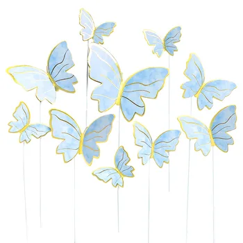 10 adet Kek Süslemeleri Romantik Mavi Kelebekler Mutlu Doğum Günü Pastası Toppers Doğum Günü Tatlı Kek Dekor yılbaşı dekoru