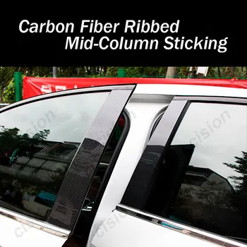 6/8 Adet Karbon Fiber Siyah Araba Kapı Pencere Merkezi Sütun BC Pillar Sonrası ayar kapağı PC Sticker Subaru XV 2012-2017 için 2018-2021