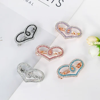 EASYA Kore Kristal Kalp saç tokası Lüks Bayanlar Takı Sevimli Kawaii Popüler Klasik Bayanlar Moda Temizle Taş 5