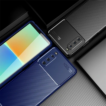 Sony Xperia için 10 IV Durumda Tampon Silikon Karbon Fiber Kılıf Sony Xperia 10 IV Kapak Sony Xperia 10 IV 1IV 5 10 III Lite