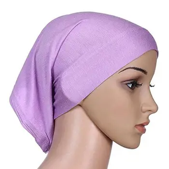 Kadın Hicap Müslüman Düz Renk pamuklu kasket Elastik Nefes Headwrap Altında Eşarp Şal Şapka 2021
