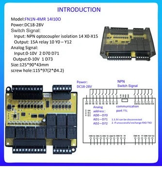 Yüksek Hızlı 32-bit Hafif PLC endüstriyel kontrol panosu İle Uyumlu FX1N Röle Modülü 8MR 10MR 14MR 24MR